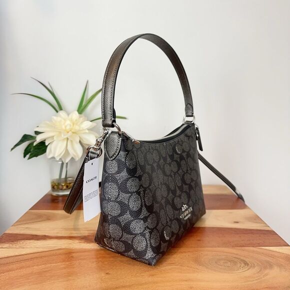 NWT Coach Zip Top Shoulder Bag In Signature Canvas - Picture 2 of 7